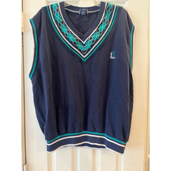 VTG PGA Tour Golf Sweater Vest Men XL Grandpa Twee Academia Grunge Preppy Knit - Picture 1 of 8